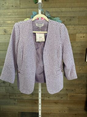 Kasper Lavender Tweed Open-Front Blazer